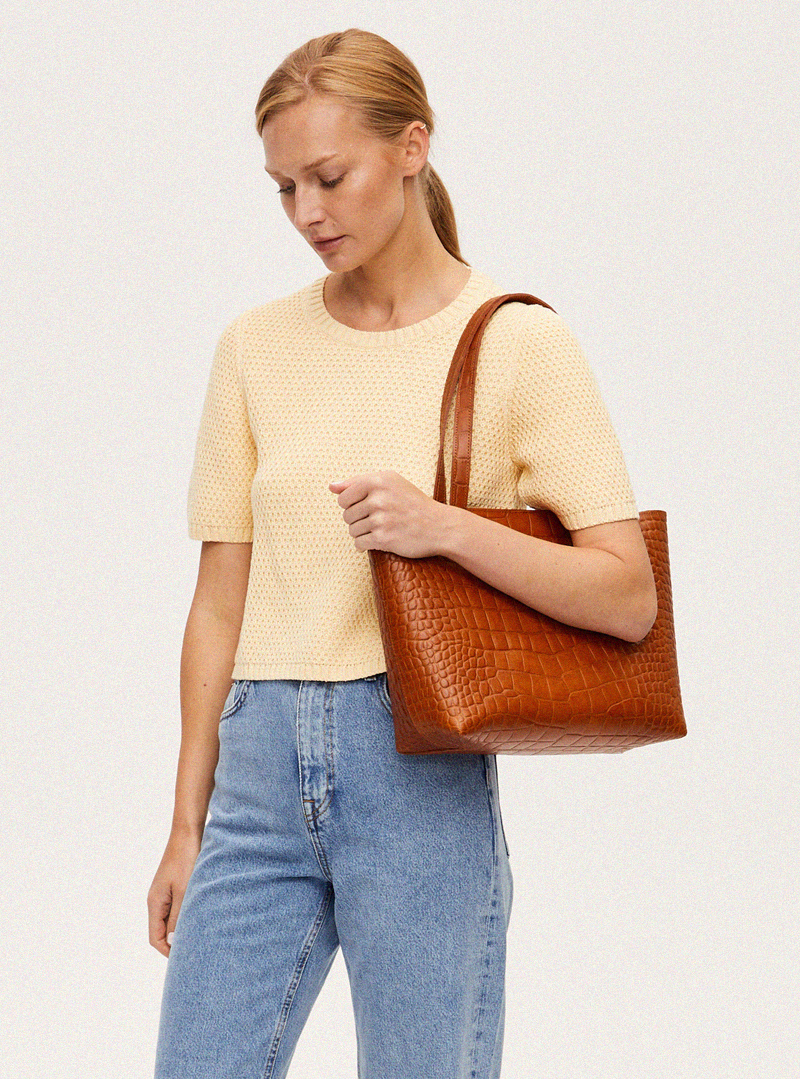 BASIC Shopper Bag Croco Honey - Image 2