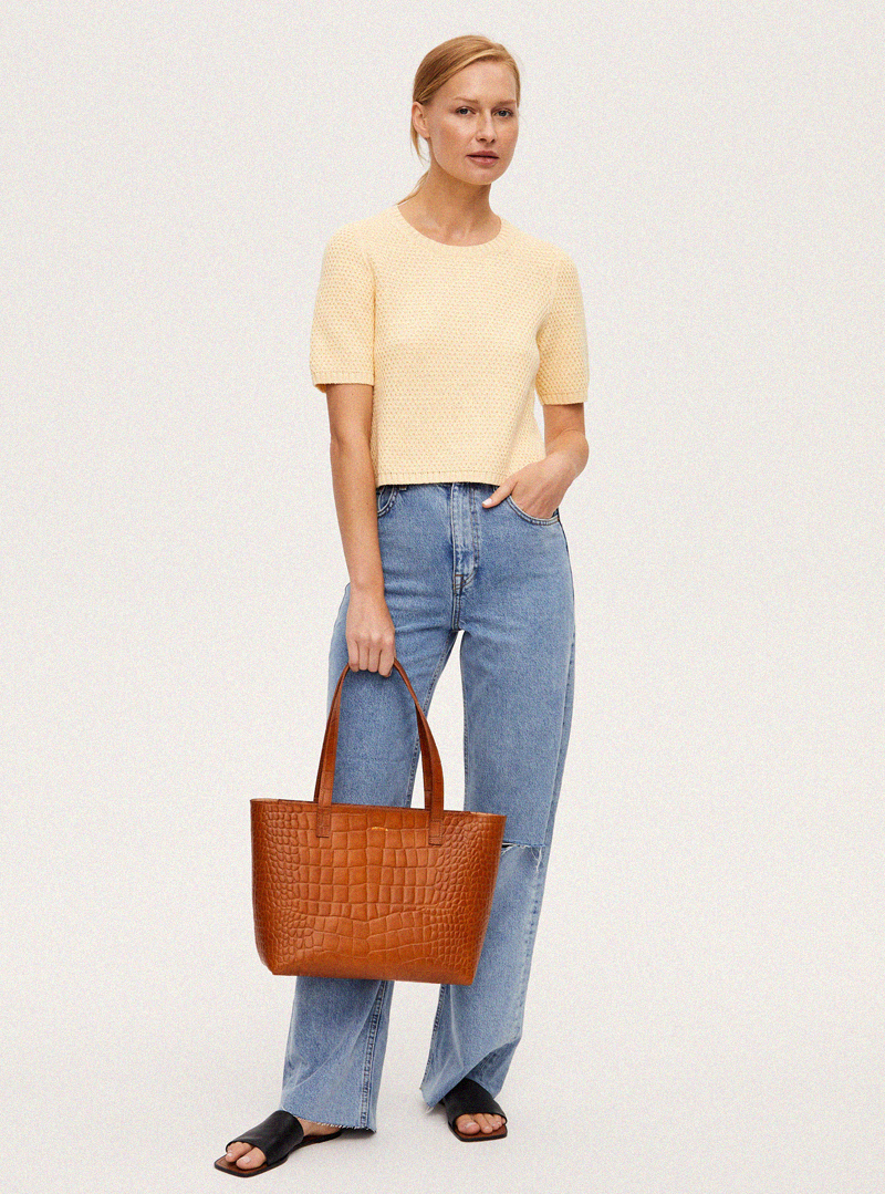 BASIC Shopper Bag Croco Honey - Image 4