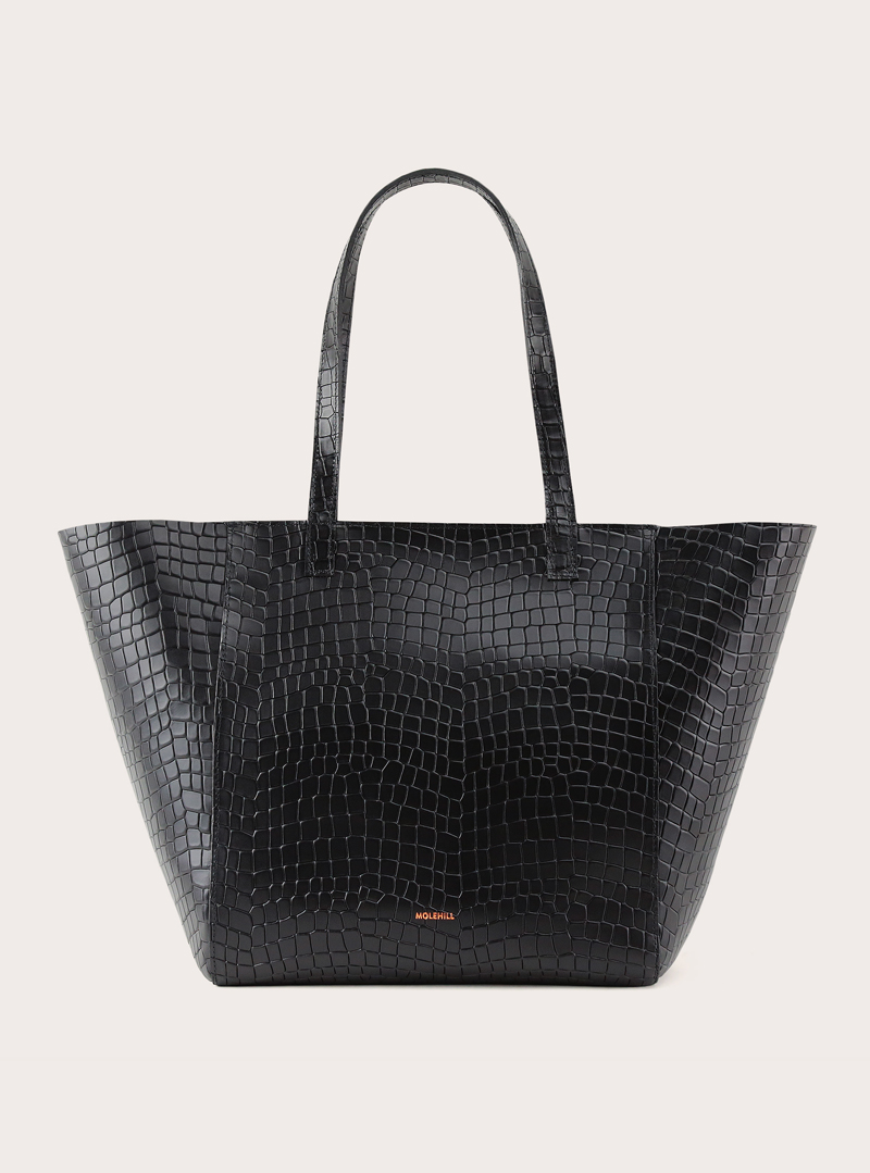 ESTE Medium Zip Shopper Bag Croco Black