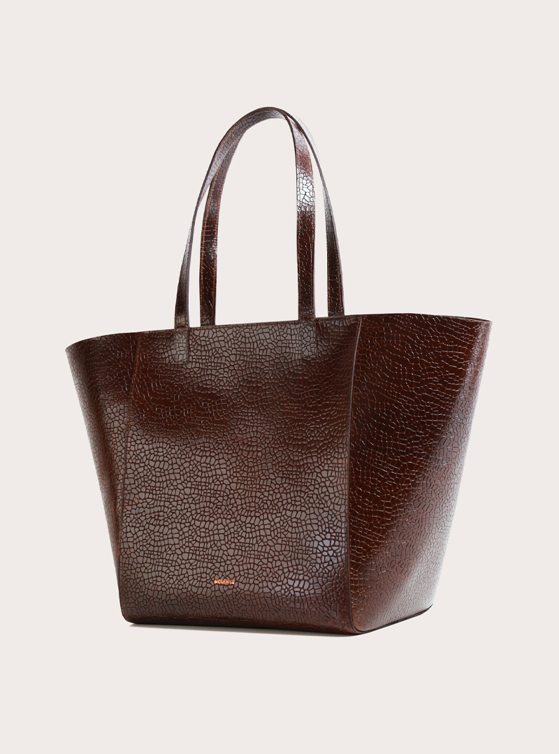 ESTE Medium Zip Shopper Bag Mosaic Dark Brown - obrazek 4