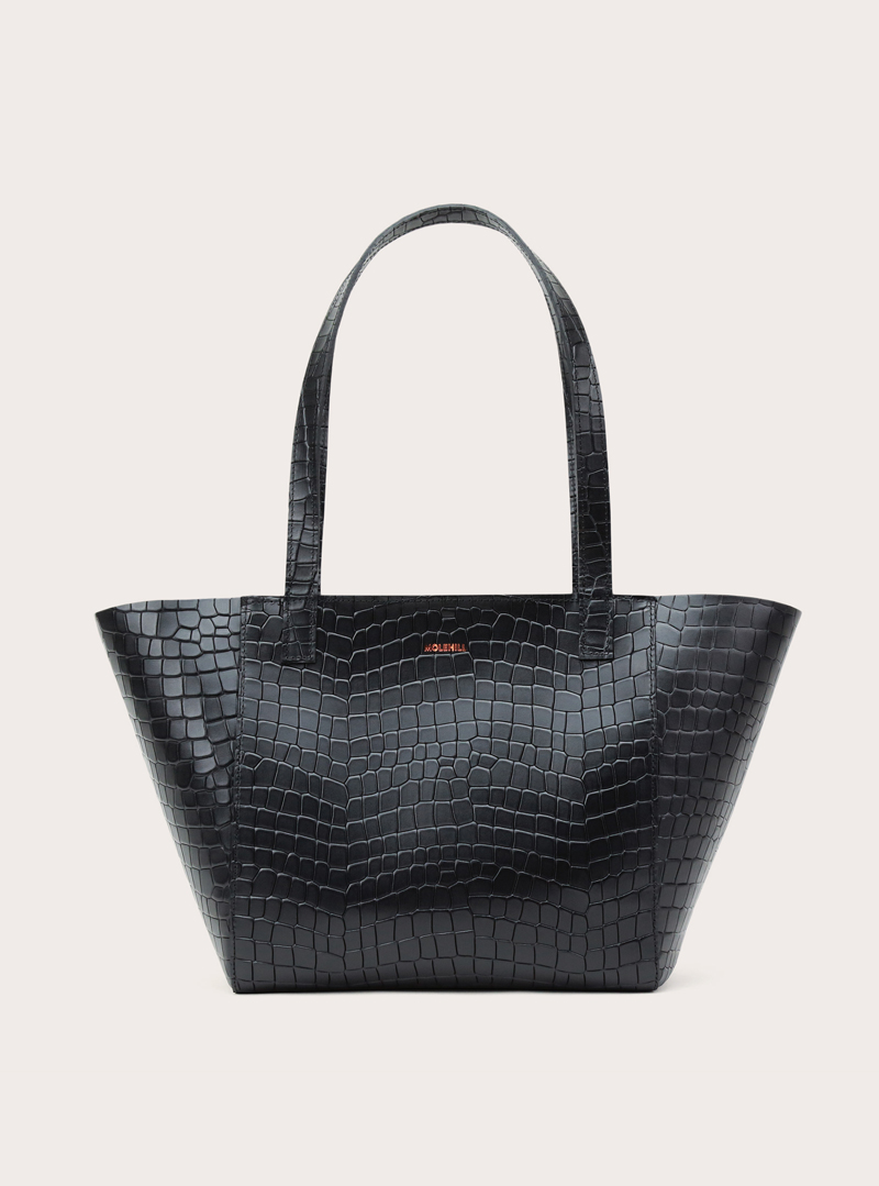 ESTE Regular Zip Shopper Bag Croco Black