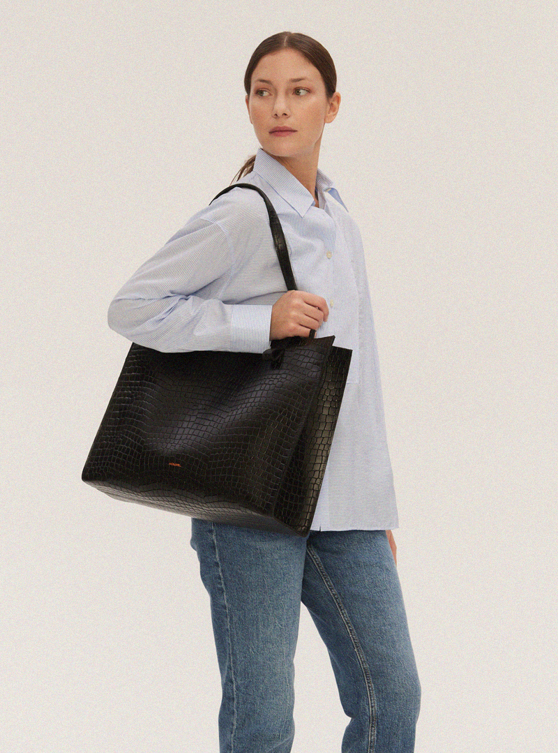 MURI Shopper Bag Croco Black - Image 5