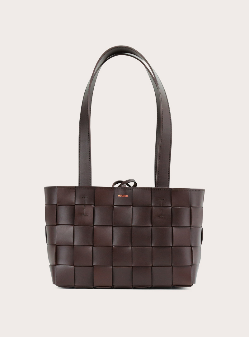 PANE Small Shopper Woven Bag Dark Chocolate