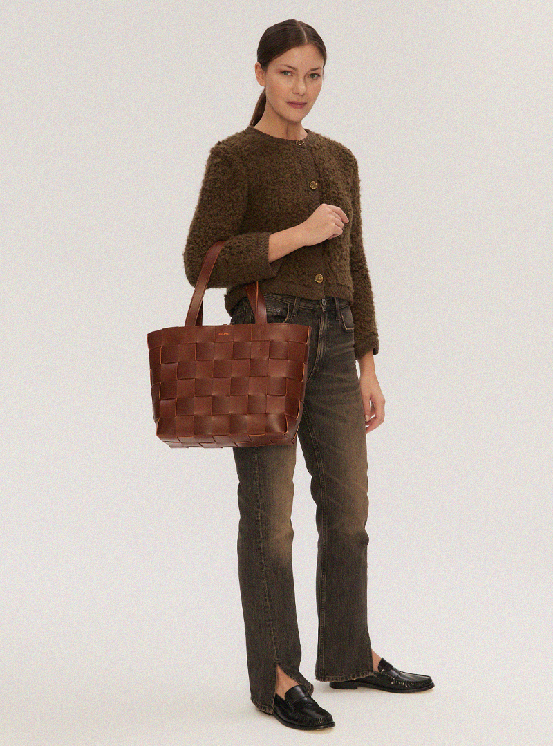 PANE Tote Woven Bag Light Brown - Image 5
