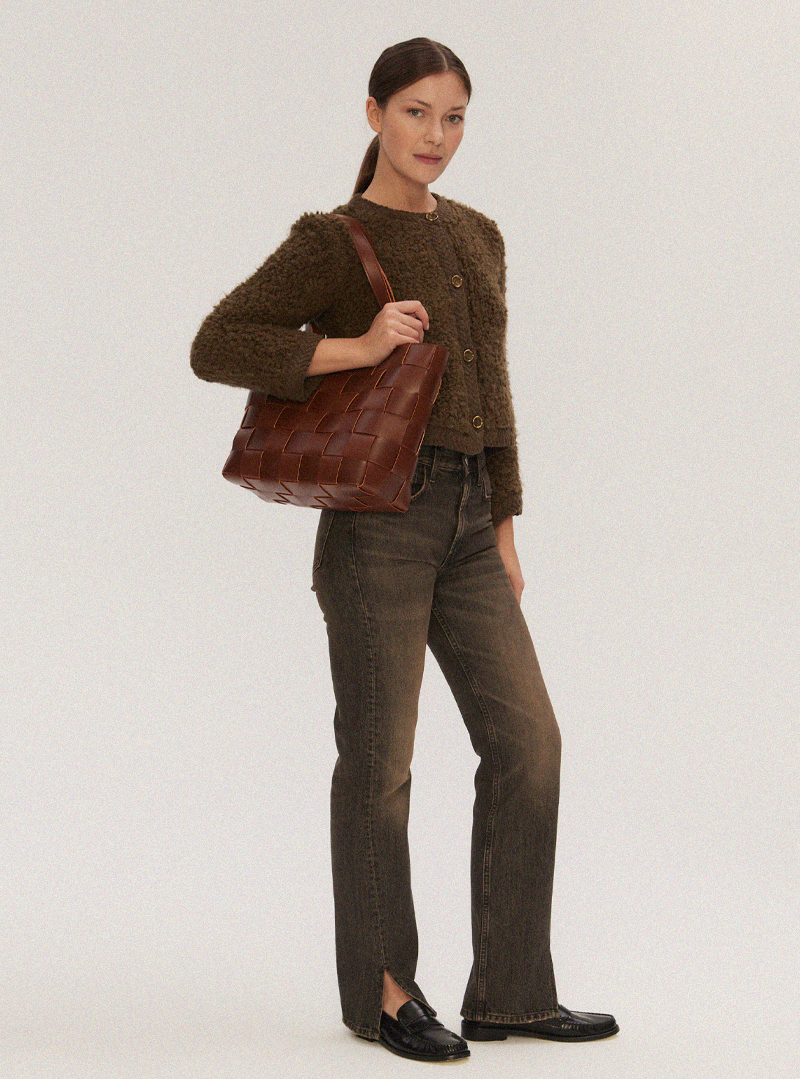 PANE Tote Woven Bag Light Brown - Image 4