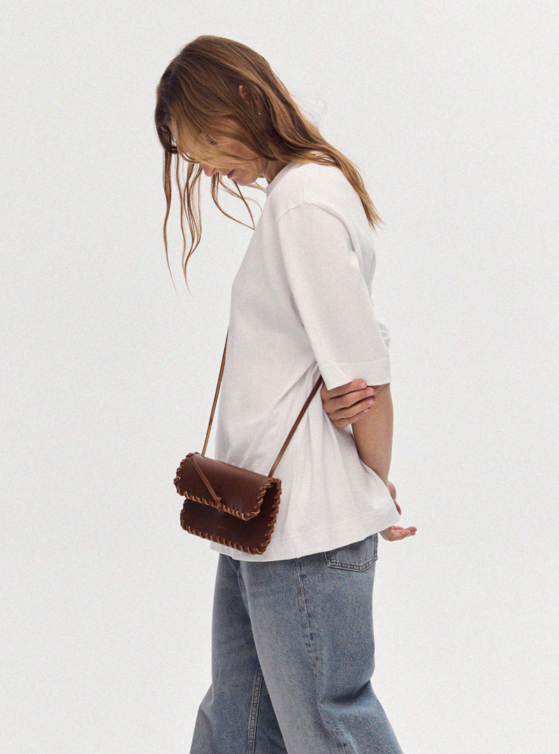 PECORA Crossbody Woven Bag Light Brown - Image 2