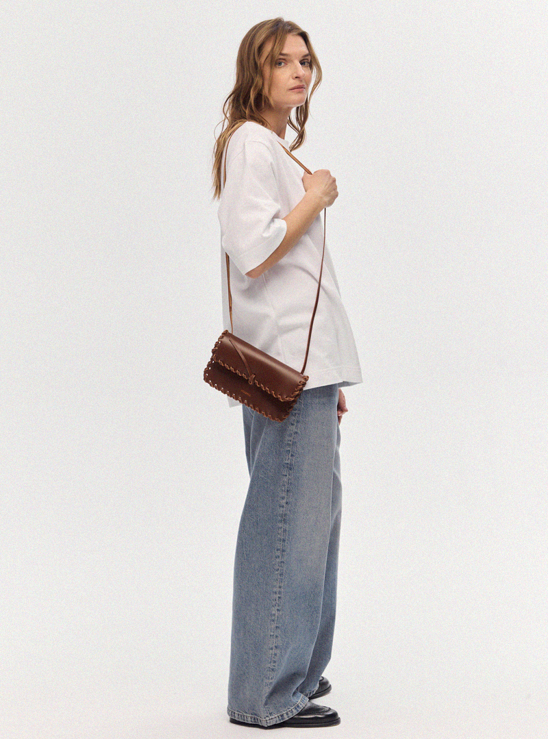 PECORA Crossbody Woven Bag Light Brown - Image 6