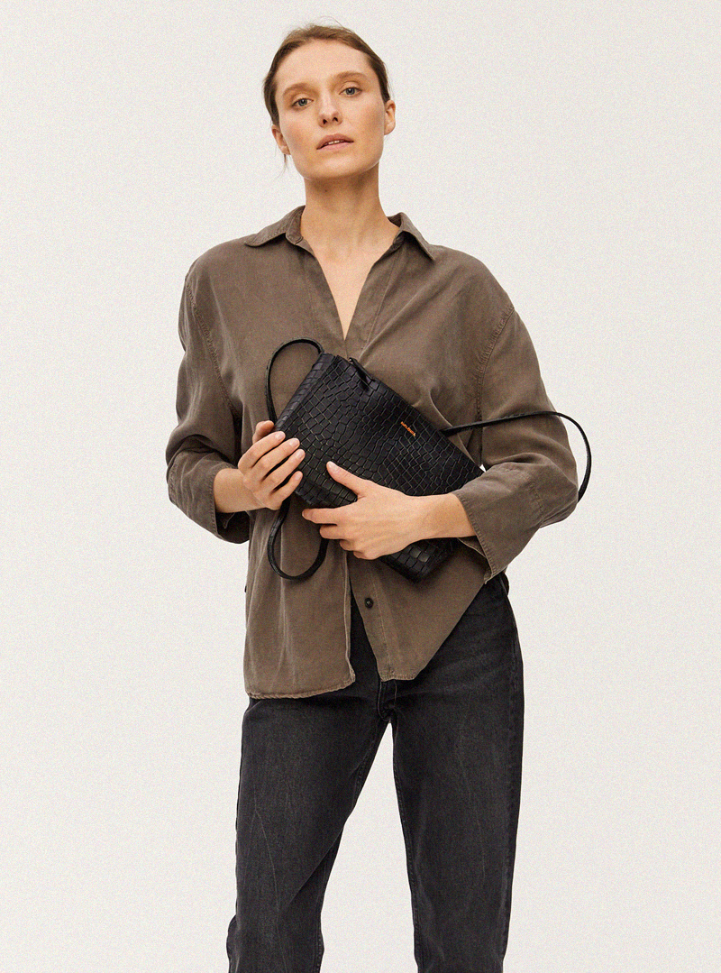 SUR Crossbody Bag Croco Black - Image 4