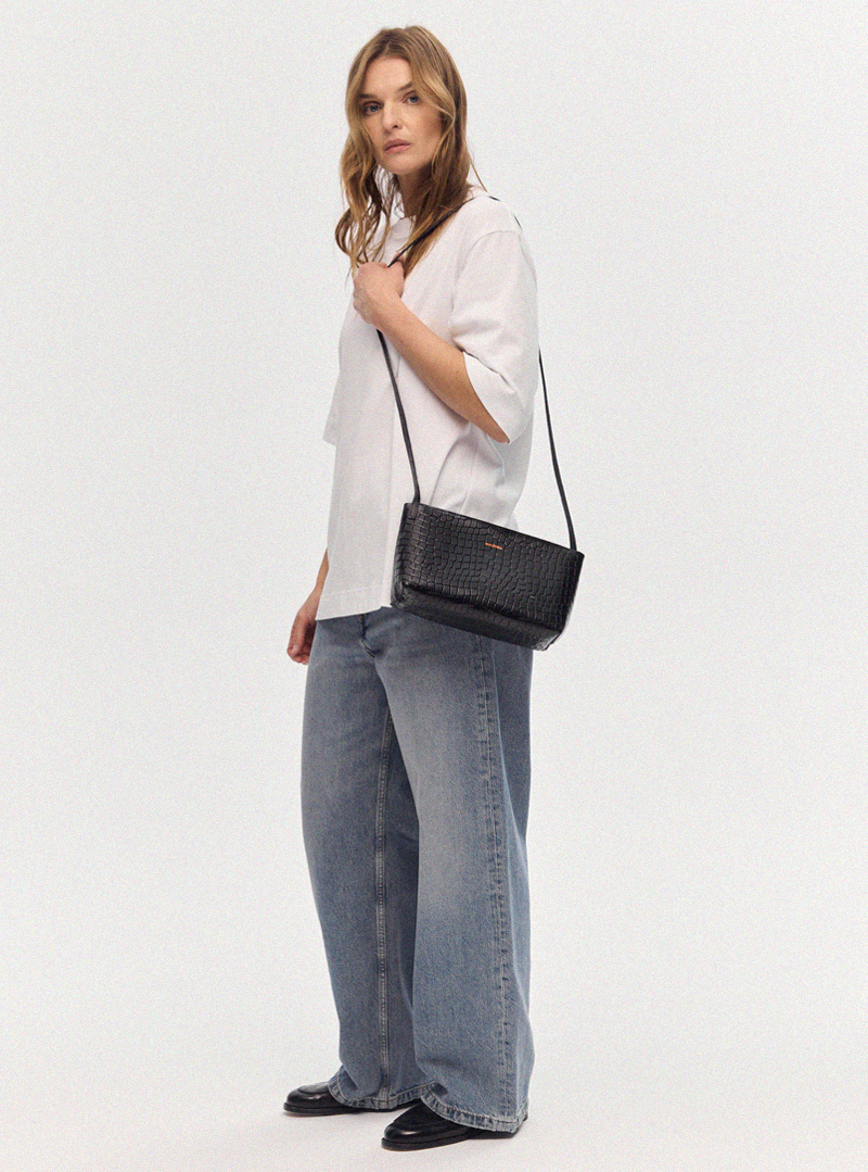 POYA Crossbody Bag Croco Black - Image 6