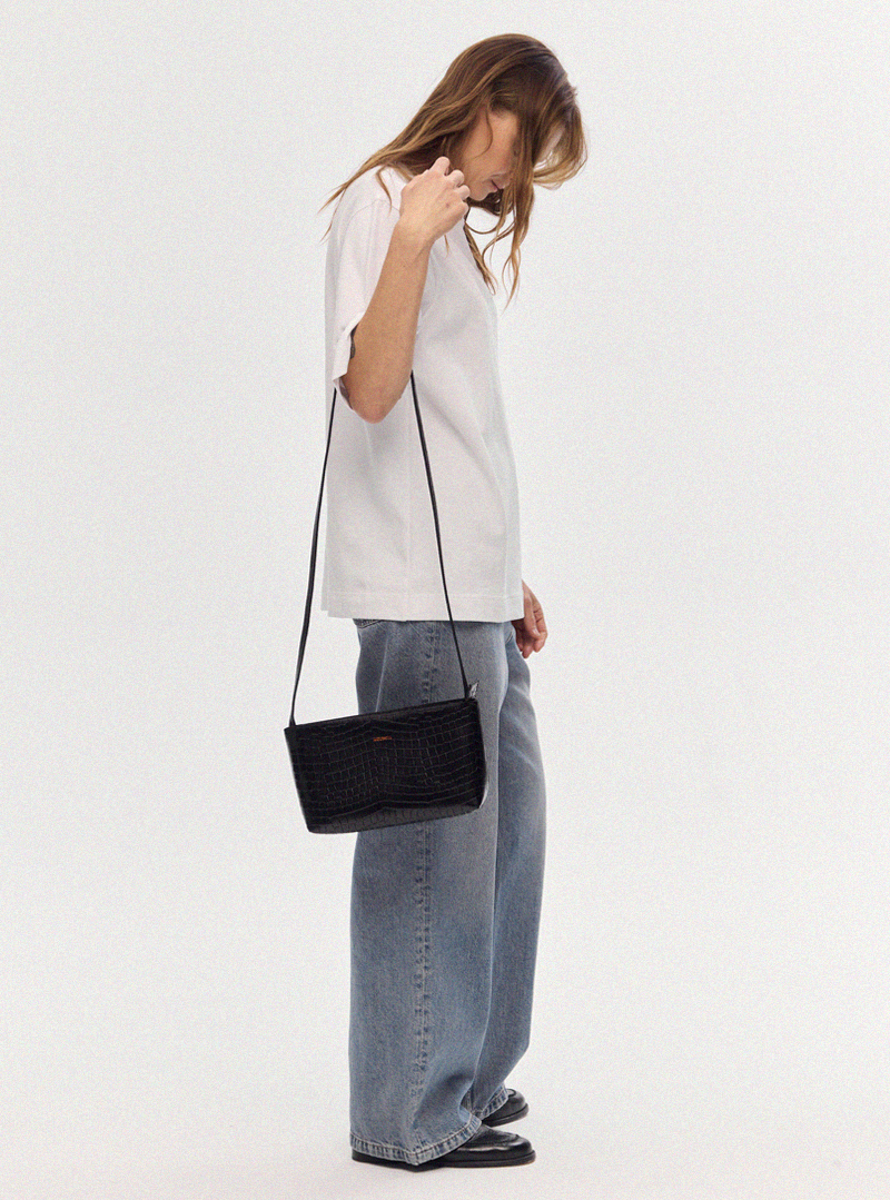 POYA Crossbody Bag Croco Black - Image 5