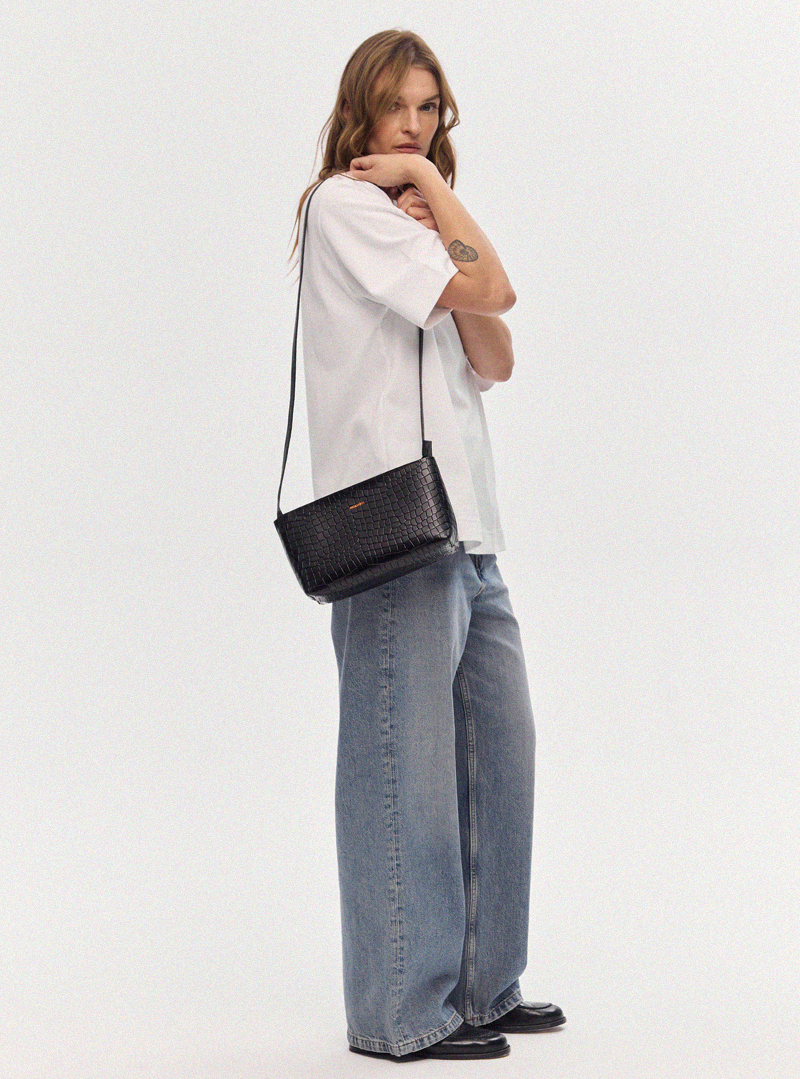 POYA Crossbody Bag Croco Black - Image 3