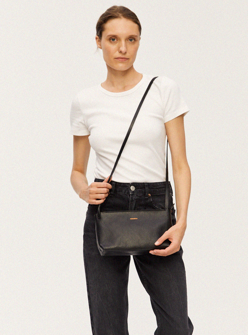 POYA Crossbody Bag Grained Black - Image 8