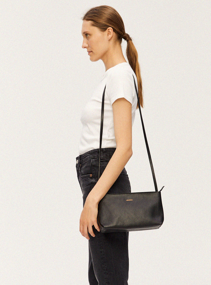 POYA Crossbody Bag Grained Black - Image 2