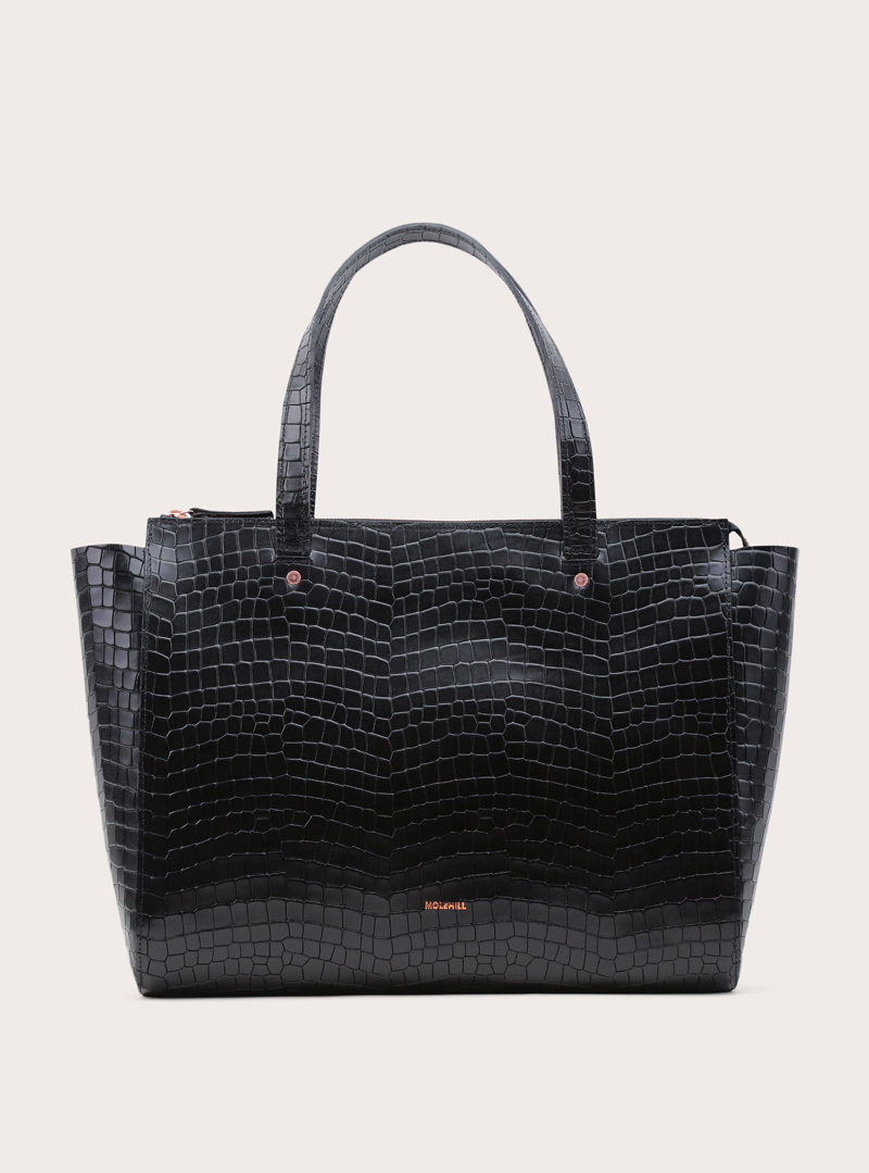 SUR Medium Everyday Bag Croco Black