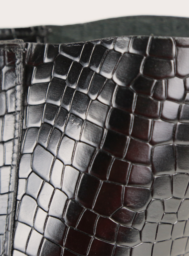 ESTE Medium Zip Shopper Bag Croco Black Sample Sale - obrazek 3