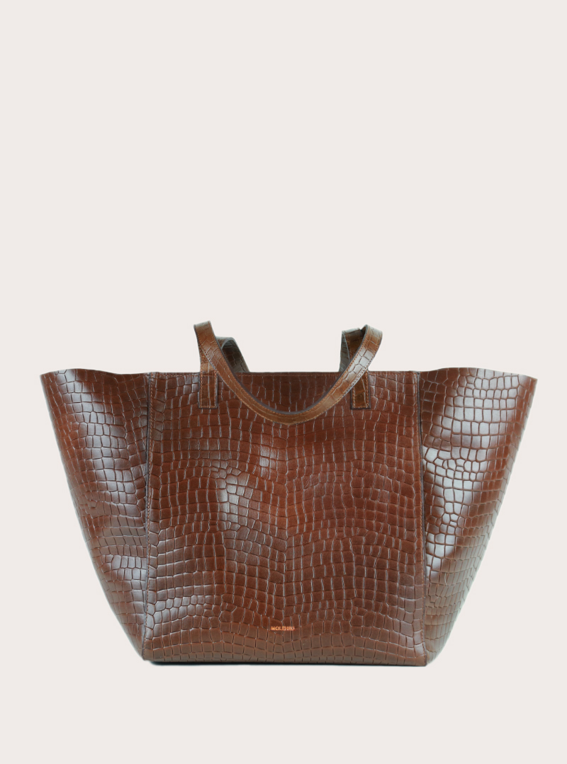 ESTE Medium Zip Shopper Bag Croco Sample Sale