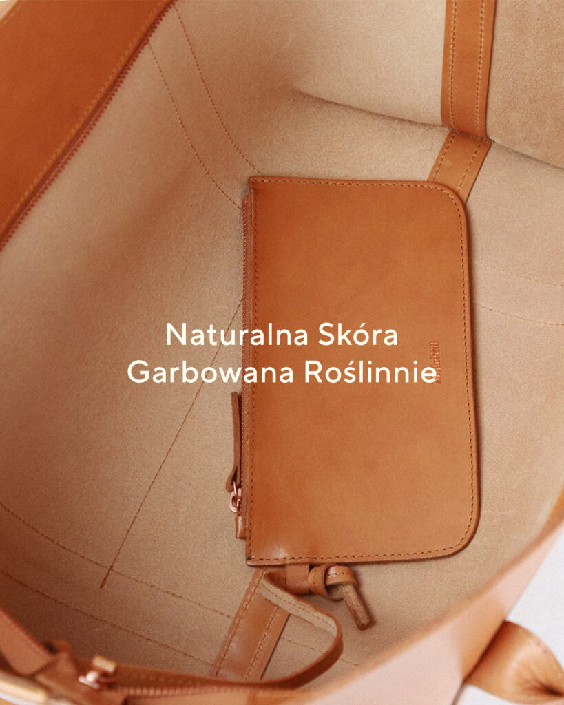 Skórzana kosmetyczka i wnętrze torby z naturalnej skóry garbowanej roślinnie Molehill