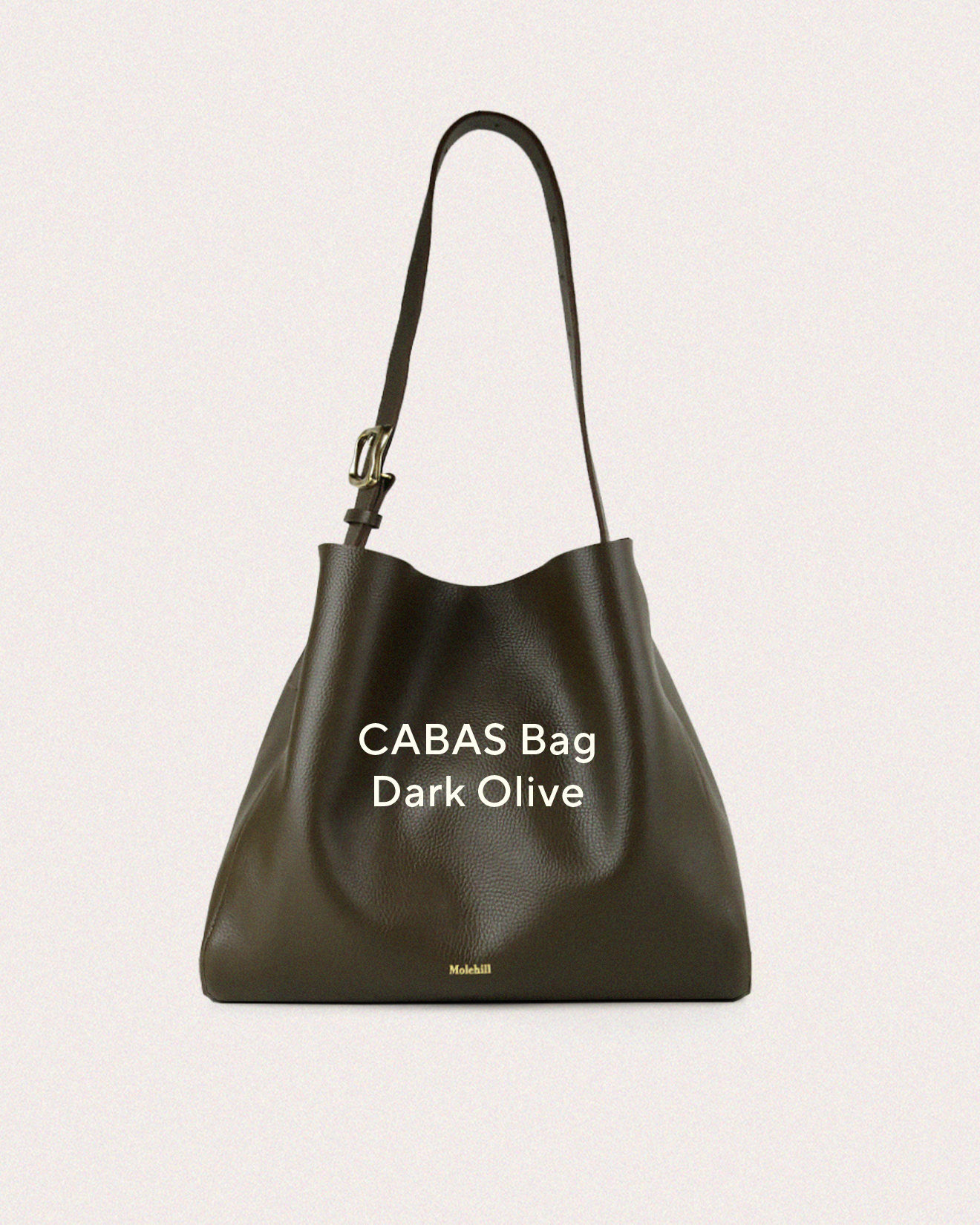 Pojemna torba skórzana CABAS Bag Dark Olive z mosiężną klamrą od Molehill